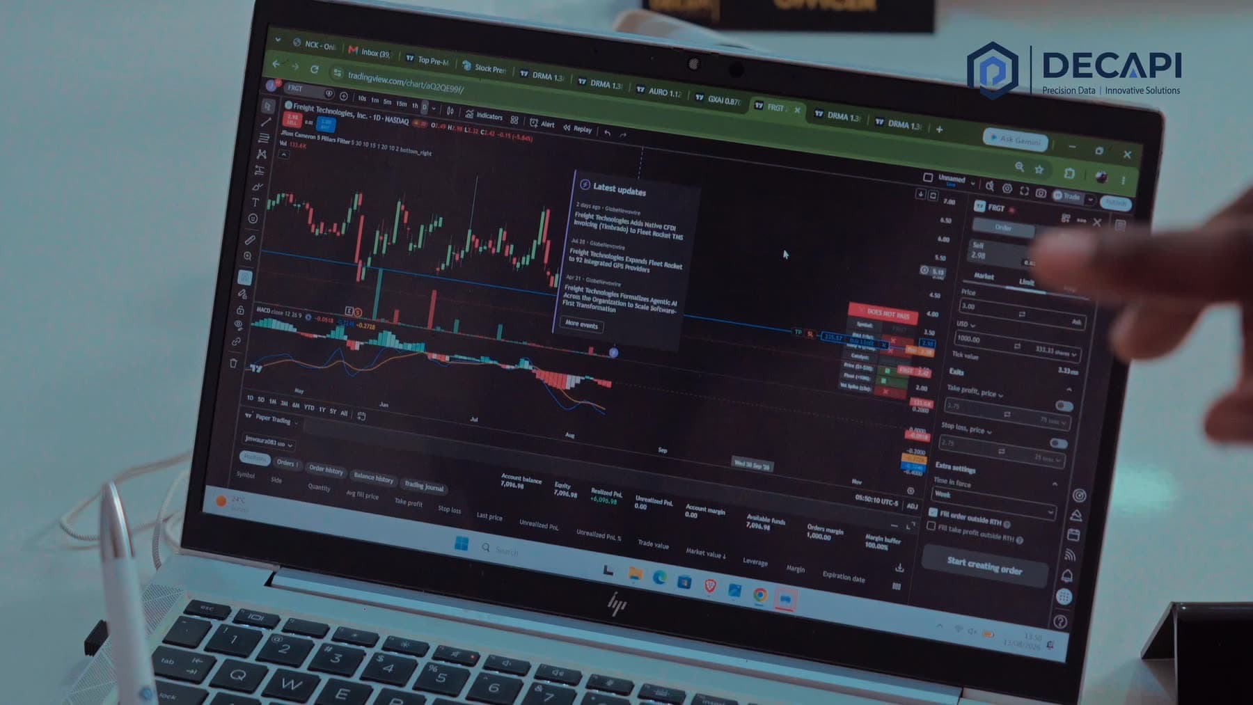 Data analysis on screen at DECAPI